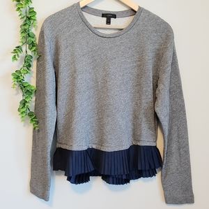 J. Crew Grey Crewneck & Navy Ruffle Sweater